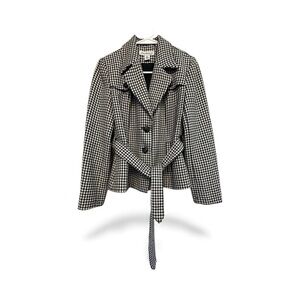 Y2K Era Adjacent Jones & Co. Petites Black and White Houndstooth Blazer Size 6P